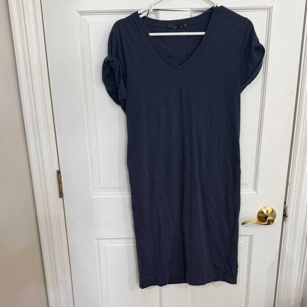 Prana Navy V-Neck T-Shirt Dress